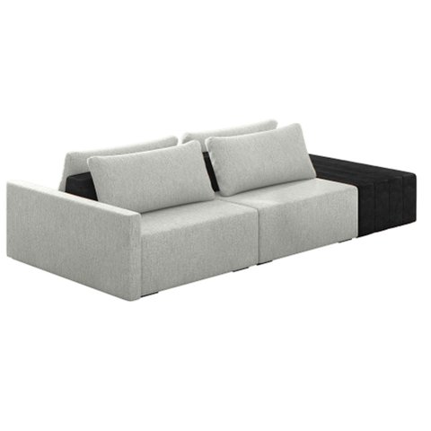 Sofá Ilha Modular Living com Puff 252cm Georgia K04 Linho Cinza/preto - Mpozenato