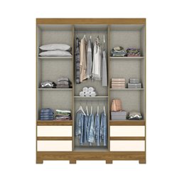 Guarda Roupa Solteiro 4 Portas 3 Gavetas Carson Espresso Móveis - 3