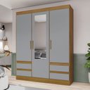 Ver imagem 1 de Guarda Roupa Solteiro 3 Portas 3 Gavetas Carson Plus Espresso Móveis Cinza/Nature