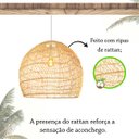 Ver imagem 2 de 2 Pendente Rattan Fibra Natural Grande 60 Cm Rustico Nat21