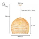 Ver imagem 5 de 2 Pendente Rattan Fibra Natural Grande 60 Cm Rustico Nat21