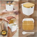 Ver imagem 2 de SALEIRO PORCELANA TAMPA BAMBU HAUSKRAFT ETILUX Branco