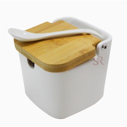 SALEIRO PORCELANA TAMPA BAMBU HAUSKRAFT ETILUX Branco - 1