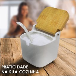 SALEIRO PORCELANA TAMPA BAMBU HAUSKRAFT ETILUX Branco - 4