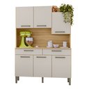 Ver imagem 1 de Armário de Cozinha Compacta 6 Portas e 2 Gavetas 132cm Silver Freijó Soft - Pallazio