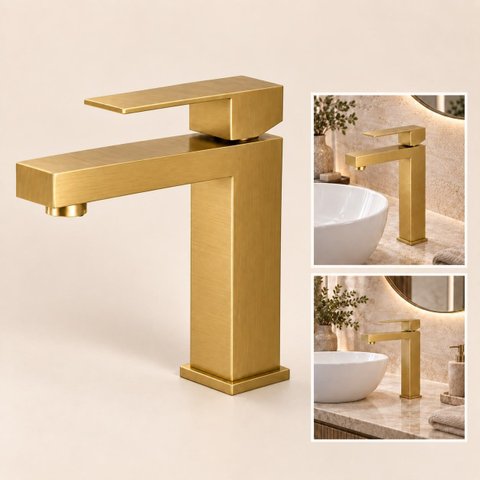 Torneira Banheiro Lavabo Luxo Viena Monocomando Aço Inox 304 Goldenx
