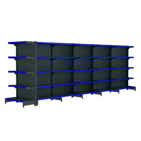 Kit 5 Gôndolas New Premium 2,02m Preta Centro 80/60 + Ponta 40/30