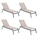 Ver imagem 1 de Kit 4 Peças Espreguiçadeiras Chaise Outdoor Itaguá Amêndoa Tela Bege ou Grafite Tela Grafite - Rivat