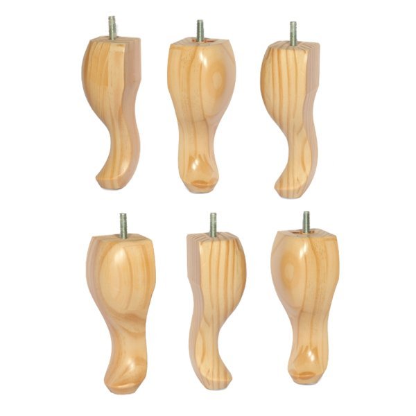 Kit 6 Pés de Madeira Retrô Luiz xv 14,5cm Natural | MadeiraMadeira