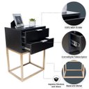 Ver imagem 3 de Kit 2 Mesas Cabeceira Industrial 40cm Preto 2 Gavetas Base Metal Dourado Lateral Cama