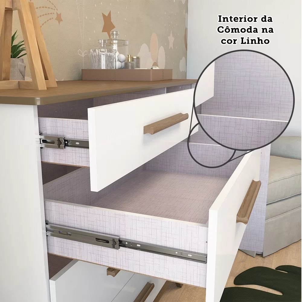 Conjunto para Quarto de Bebê com Cômoda e Berço Retrô  - 14