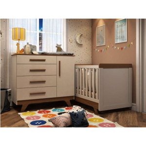 Conjunto para Quarto de Bebê com Cômoda e Berço Retrô 