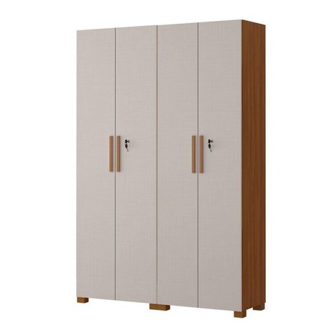 Kit com 2 Armários Multiuso Escritório NT4020 4 Portas e Prateleiras Marrom/Freijó Trend/Off White Tx