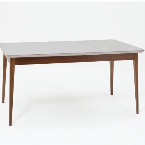 Mesa de Jantar 180x90cm Tampo em Vidro/MDF Onix Marrom/Imbuia/Off White