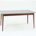 Ver imagem 1 de Mesa de Jantar 180x90cm Tampo em Vidro/MDF Onix Marrom/Imbuia/Off White