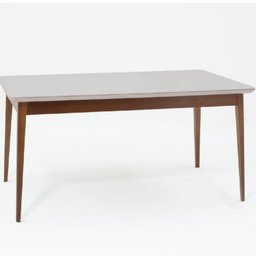 Mesa de Jantar 180x90cm Tampo em Vidro/MDF Onix Marrom/Imbuia/Off White - 1 Mesa de Jantar 180x90cm Tampo em Vidro/MDF Onix Marrom/Imbuia/Off White - 1