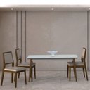 Ver imagem 2 de Mesa de Jantar 180x90cm Tampo em Vidro/MDF Onix Marrom/Imbuia/Off White
