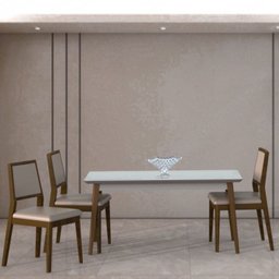 Mesa de Jantar 180x90cm Tampo em Vidro/MDF Onix Marrom/Imbuia/Off White - 2 Mesa de Jantar 180x90cm Tampo em Vidro/MDF Onix Marrom/Imbuia/Off White - 2