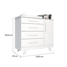 Conjunto para Quarto de Bebê com Cômoda 1 Porta 4 Gavetas e Berço Mini Cama Retrô  - 11