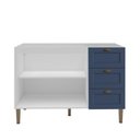 Ver imagem 3 de Balcão Cozinha Aurora 2 Portas 3 Gavetas MDF MDP 120cm Branco com Azul sem Tampo