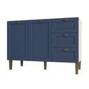 Ver imagem 1 de Balcão Cozinha Aurora 2 Portas 3 Gavetas MDF MDP 120cm Branco com Azul sem Tampo
