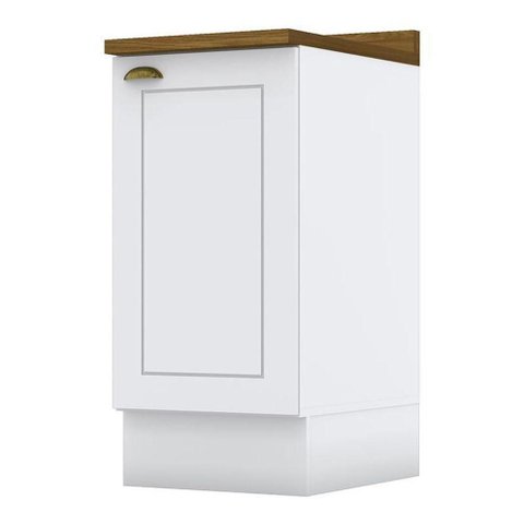 Balcão 1 Porta 40cm Americana Branco com Tampo Nature - Móveis Henn Branco-nature