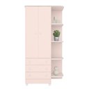 Ver imagem 2 de Jogo de Quarto Doce Sonho Guarda Roupa 2 Portas e Cômoda 1 Porta Rosa Acetinado com Pés - Qmovi