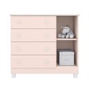 Ver imagem 3 de Jogo de Quarto Doce Sonho Guarda Roupa 2 Portas e Cômoda 1 Porta Rosa Acetinado com Pés - Qmovi