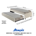 Ver imagem 2 de Bicama Box Solteiro Courino Linho Areia 88x188 com Dois Colchões Airtech Molas Ensacadas Ortobom