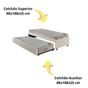 Ver imagem 7 de Bicama Box Solteiro Courino Linho Areia 88x188 com Dois Colchões Airtech Molas Ensacadas Ortobom