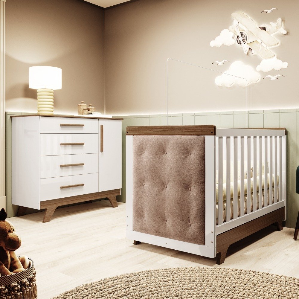 Quarto de Bebê com Cômoda e Berço com Capitonê Retrô Jolie é boa?