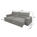 Ver imagem 3 de Sofá Retrátil e Reclinável 3 Lugares Molas Ensacadas 200cm Veludo Malta