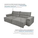 Ver imagem 5 de Sofá Retrátil e Reclinável 3 Lugares Molas Ensacadas 200cm Veludo Malta