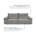 Ver imagem 6 de Sofá Retrátil e Reclinável 3 Lugares Molas Ensacadas 200cm Veludo Malta