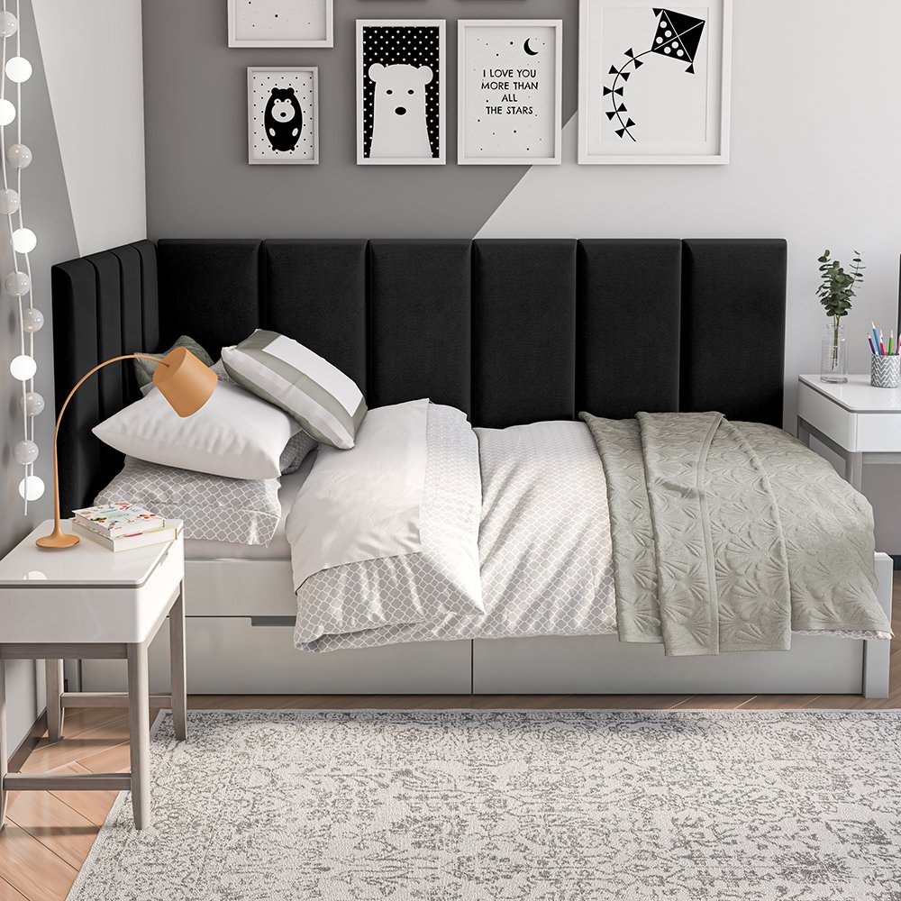 Conjunto de Cabeceira Aurora 1,60x1,95 Cama Box Queen:preto - 5