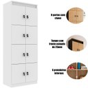 Ver imagem 2 de Kit 3 Armários Locker Guarda Volumes 8 Portas com Chave Branco