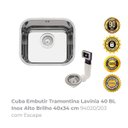 Ver imagem 2 de Cuba Embutir Lavínia 40 Bl Inox Alto Brilho com Escape 94020/203 40x34 Cm Tramontina