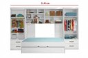 Ver imagem 2 de Quarto Juvenil Chiara 5 Peças - 2 Roupeiro 2 Portas, Módulo Aéreo e Cama com Auxiliar - Branco -