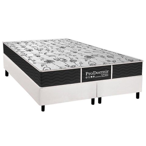 Cama Box Queen: Colchão Molas Probel Prolastic Sleep + Base Crc Courano White(158x198)