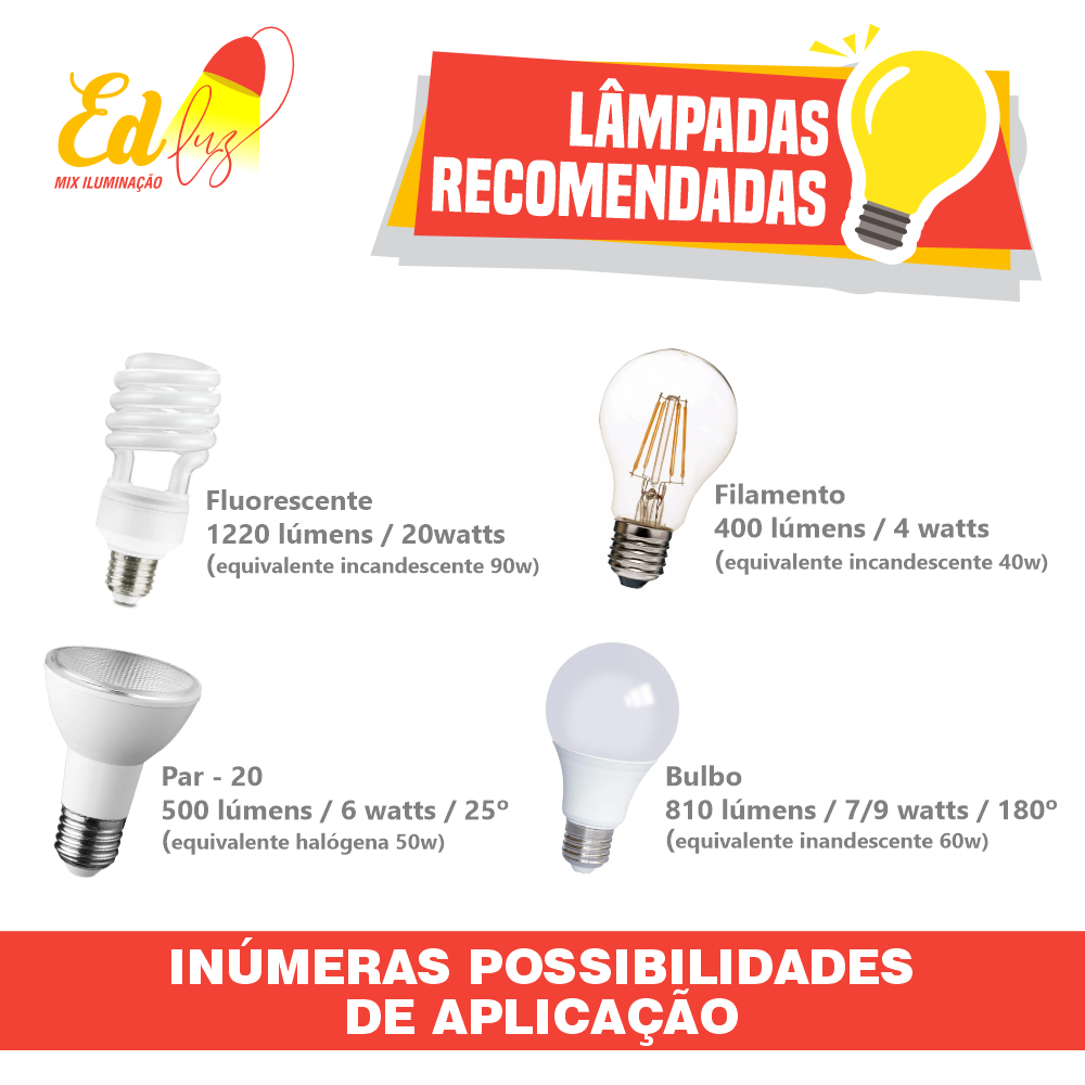 Lustre Plafon Sobrepor Redondo 1 Lâmpada 25cm Decorado - 6