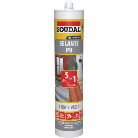 Pu Uso Geral Preto Selante Adesivo 445 Gramas - 154678 - Soudal Brasil Pu Uso Geral Preto Selante Ad