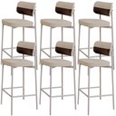 Ver imagem 1 de Kit 06 Banquetas Alta Bar Cozinha Sala de Jantar Aço Branco Kaira C01 Linho Areia Courino Café - Lya