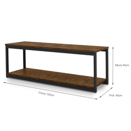 Rack Estilo Industrial com Estrutura em Aço e Prateleiras em Mdf - 3