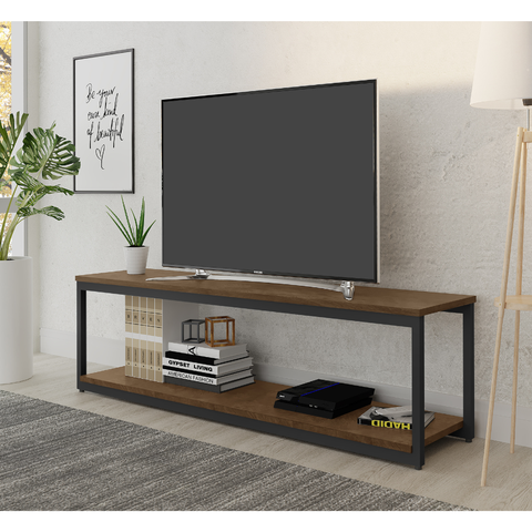 Rack Estilo Industrial com Estrutura em Aço e Prateleiras em Mdf