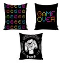 Ver imagem 3 de Kit Cortina Infantil Jogos Gamer + 3 Capa De Almofada