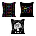Ver imagem 3 de Kit Cortina Infantil Jogos Gamer + 3 Capa De Almofada