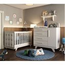 Ver imagem 2 de Quarto de Bebê com Cômoda de Bebê e Berço com Capitonê e Prateleira Retrô Jolie