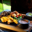 Ver imagem 2 de Tábua com 02 Molheiras em Pedra Sabão e Suporte G 25x25cm