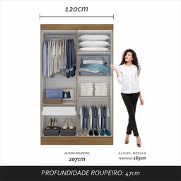 Guarda Roupa 4 Portas Solteiro Mayra Boreal/off Whi - Móveis Arapongas Boreal/off White - 6