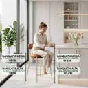 Ver imagem 3 de Banqueta Cozinha Média com Encosto Industrial Champanhe Kit 2 Londres PU Nozes D03 - D'Rossi